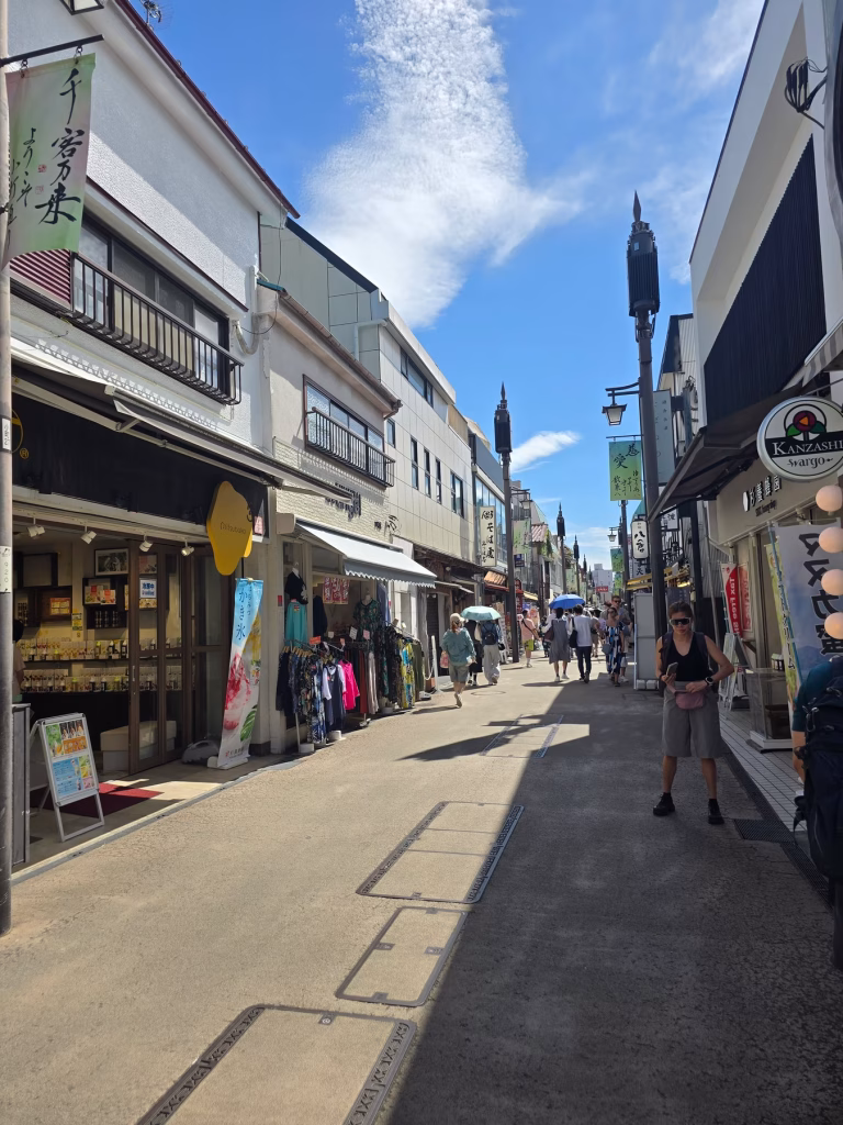 Local storefronts along Komachi Street in Kamakura