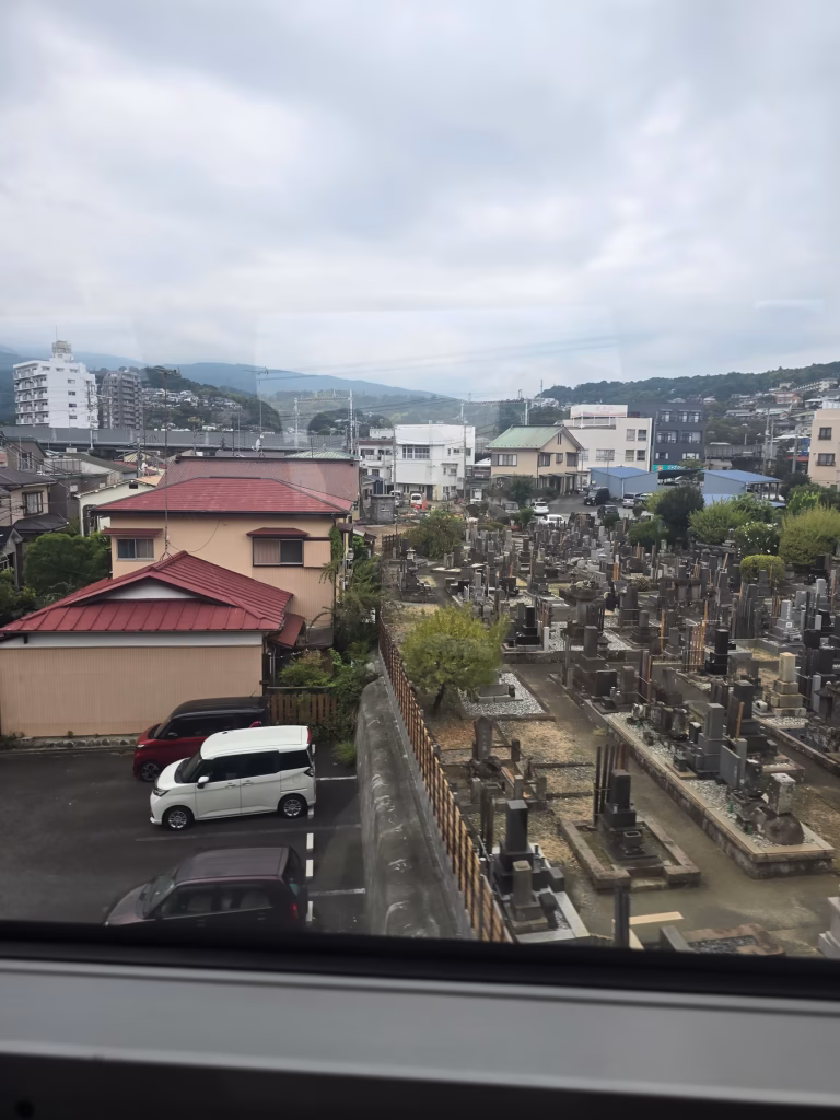 Odakyu Romancecar train view from Tokyo to Hakone with countryside scenery